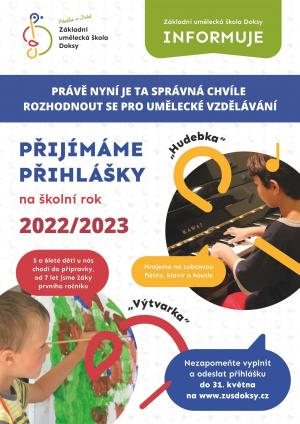 zápis do ZUŠ DUBÁ  na rok 2022/2023 do 31. května 2022